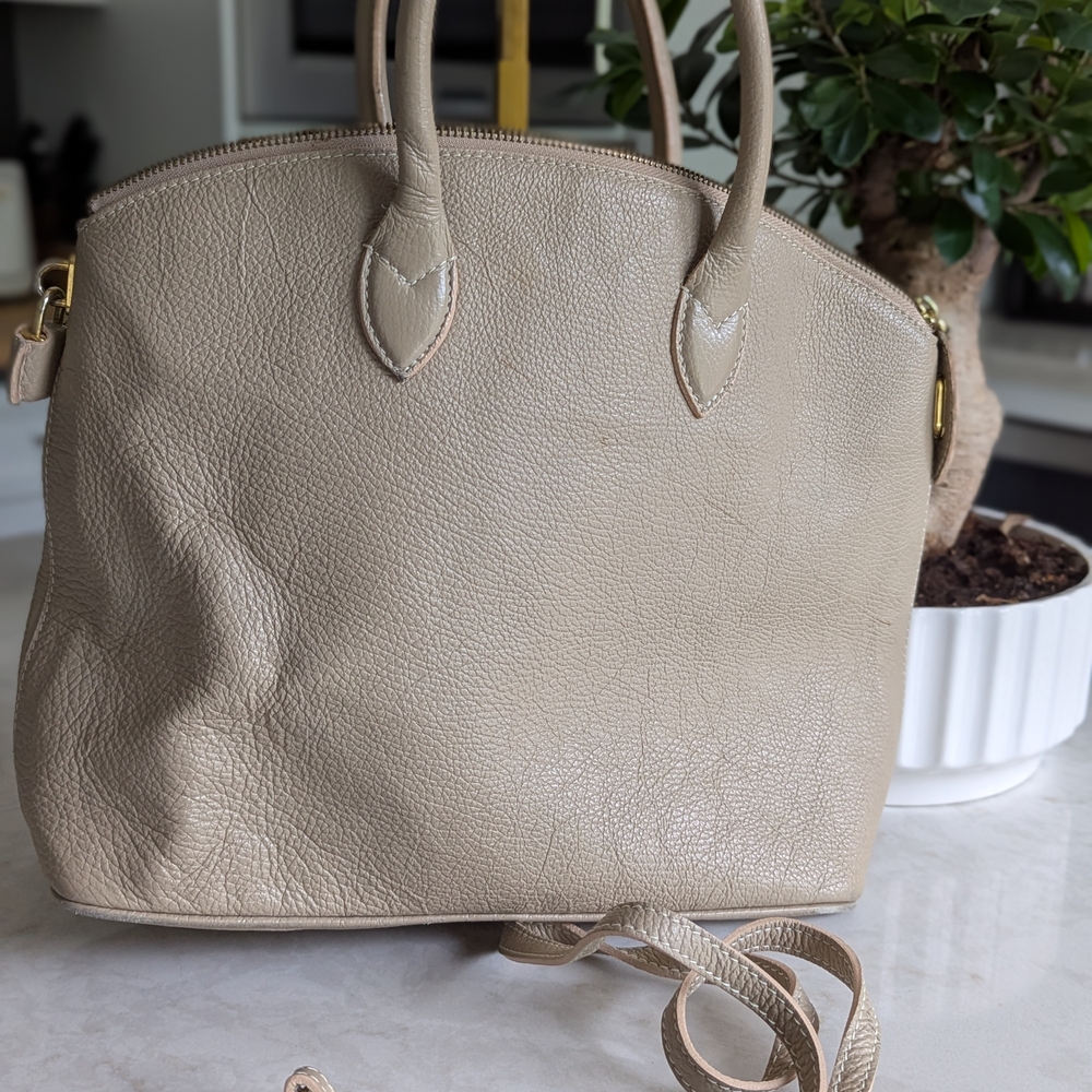 Tan Structured Tote Bag with Dual Handles